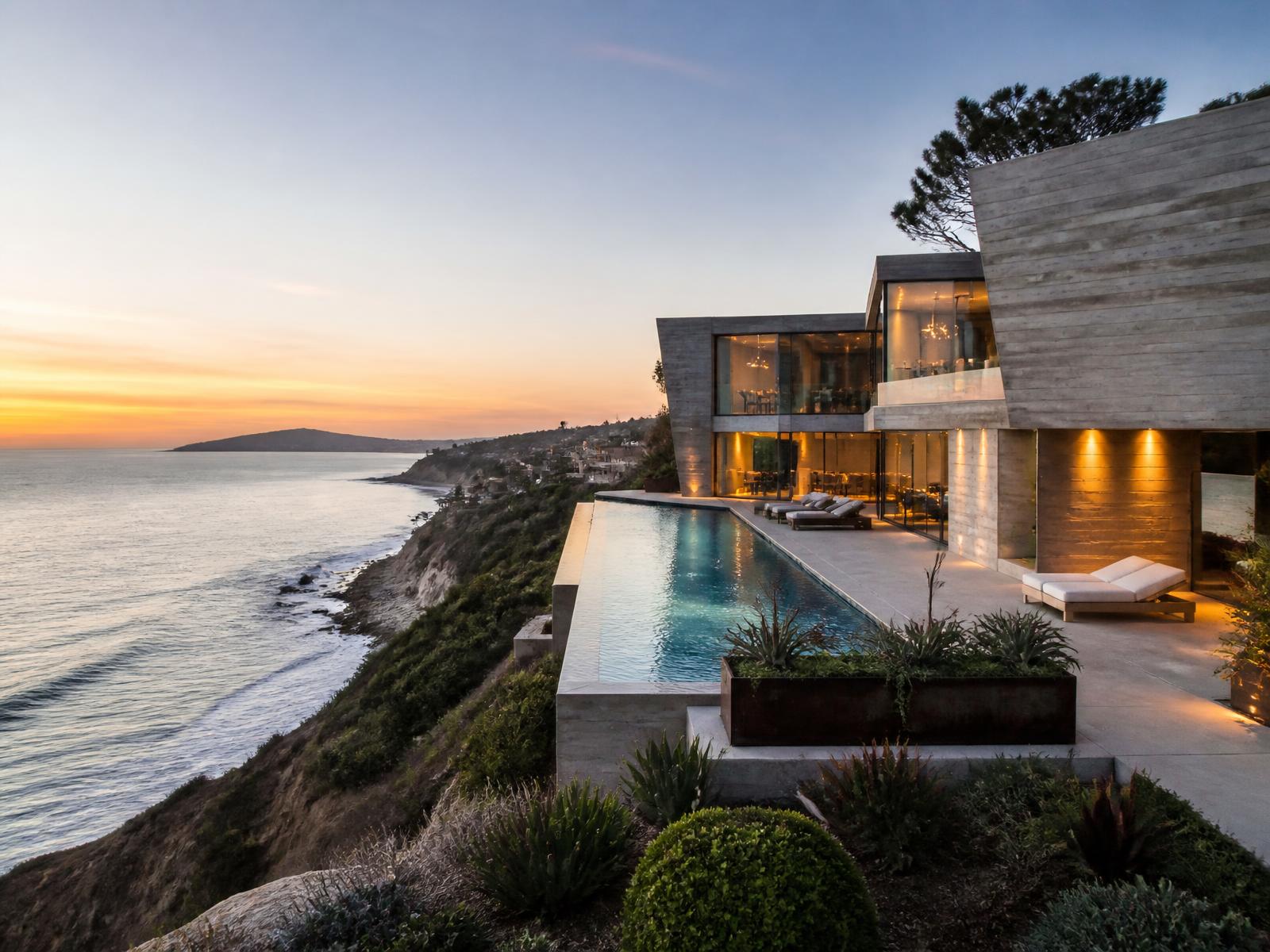 Malibu home overlooking the Pacific at sunset